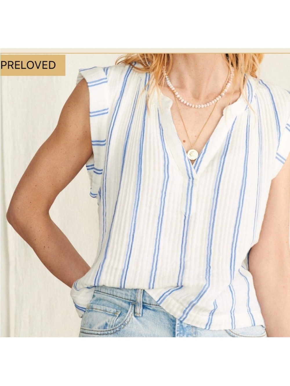 Faherty Flowy Stripped White Top